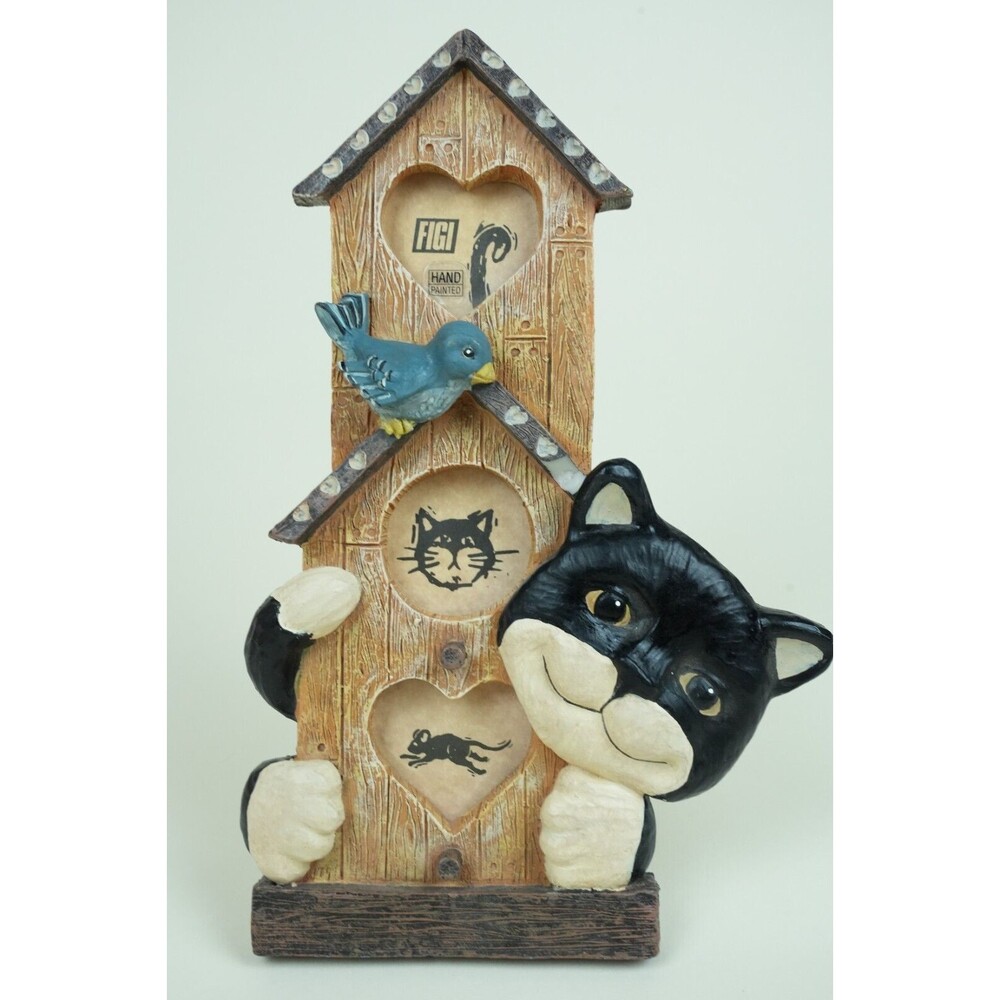 Figi Graphics 1995 10.5" Picture Frame - Adorable Cat on Bird House Design